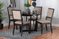 Kala Modern Beige Fabric and Dark Brown Finished Wood 5-Piece Dining Set FredCo