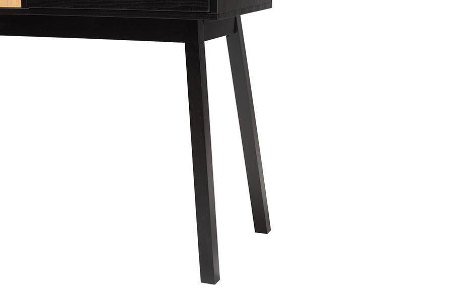 Kalani Mid-Century Modern Two-Tone Espresso Brown and Natural Brown Finished Wood 2-Drawer Console Table FredCo