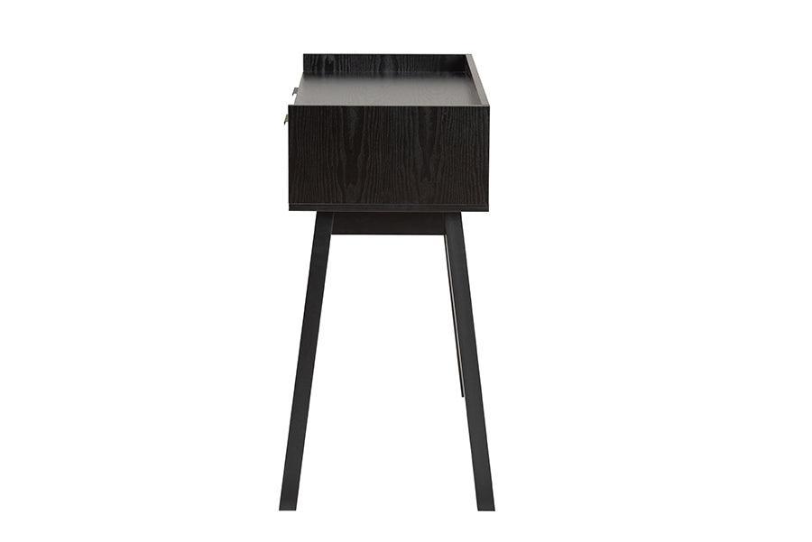 Kalani Mid-Century Modern Two-Tone Espresso Brown and Natural Brown Finished Wood 2-Drawer Console Table FredCo