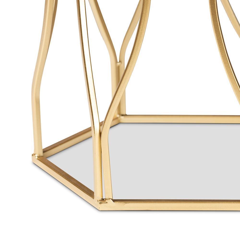Kalena Modern and Contemporary Gold Metal End Table with Marble Tabletop FredCo