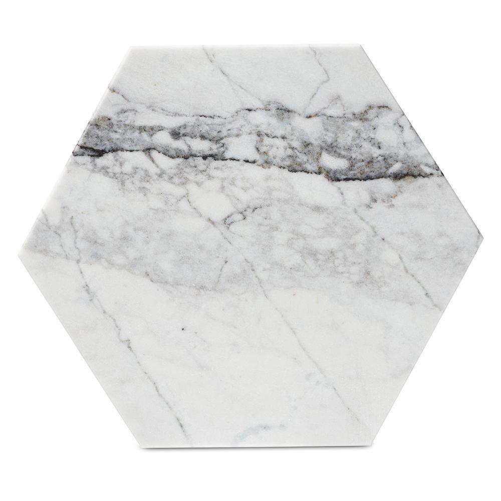 Kalena Modern and Contemporary Gold Metal End Table with Marble Tabletop FredCo