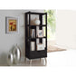Kalien Modern and Contemporary Dark Brown Wood Leaning Bookcase with Display Shelves and One Drawer FredCo