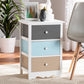 Kalila Modern and Contemporary White and Multi-Colored Finished Wood 3-Drawer Nightstand FredCo