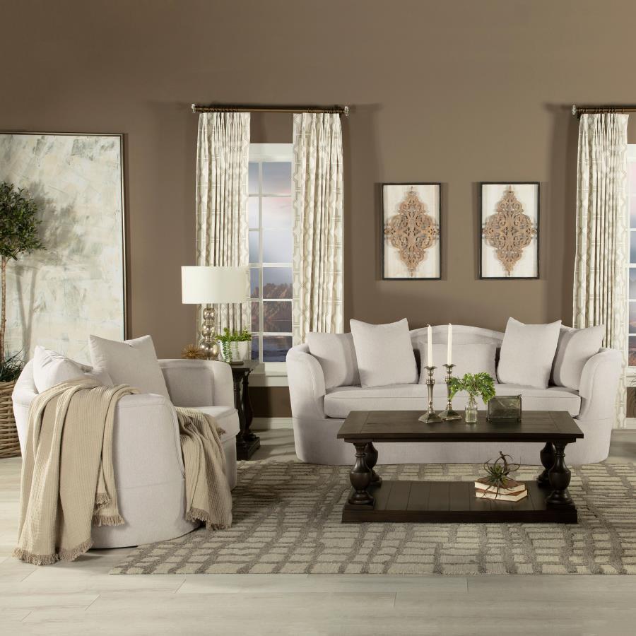 Kamilah 2-piece Upholstered Living Room Set with Camel Back Beige 511151-S2 Coaster FredCo