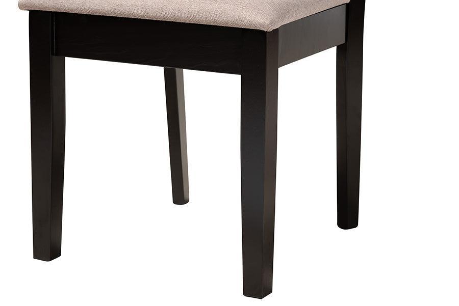 Karel Modern Beige Fabric and Espresso Brown Finished Wood 5-Piece Dining Set FredCo