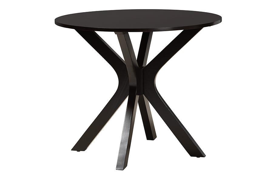 Karel Modern Beige Fabric and Espresso Brown Finished Wood 5-Piece Dining Set FredCo