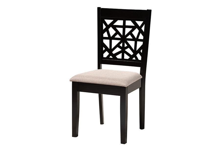 Karel Modern Beige Fabric and Espresso Brown Finished Wood 5-Piece Dining Set FredCo