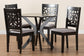 Karel Modern Grey Fabric and Espresso Brown Finished Wood 5-Piece Dining Set FredCo