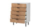 Karima Mid-Century Modern Two-Tone White and Natural Brown Finished Wood and Black Metal 5-Drawer Storage Cabinet FredCo