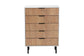 Karima Mid-Century Modern Two-Tone White and Natural Brown Finished Wood and Black Metal 5-Drawer Storage Cabinet FredCo