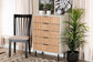 Karima Mid-Century Modern Two-Tone White and Natural Brown Finished Wood and Black Metal 5-Drawer Storage Cabinet FredCo