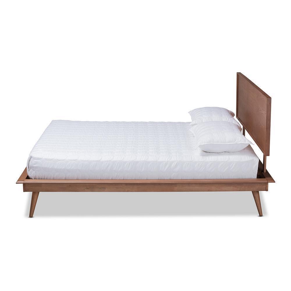 Karine Mid-Century Modern Walnut Brown Finished Wood Full Size Platform Bed FredCo