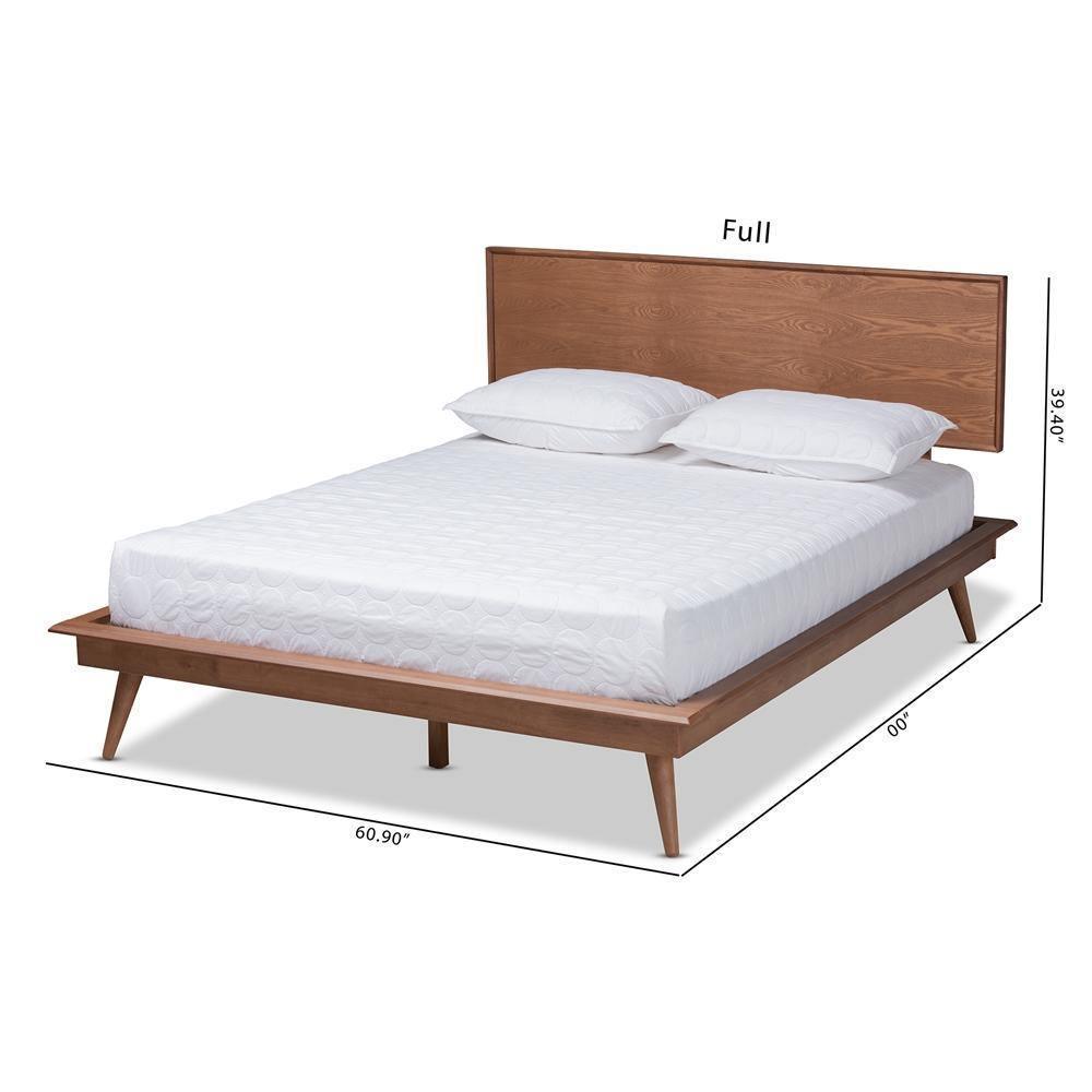 Karine Mid-Century Modern Walnut Brown Finished Wood Full Size Platform Bed FredCo