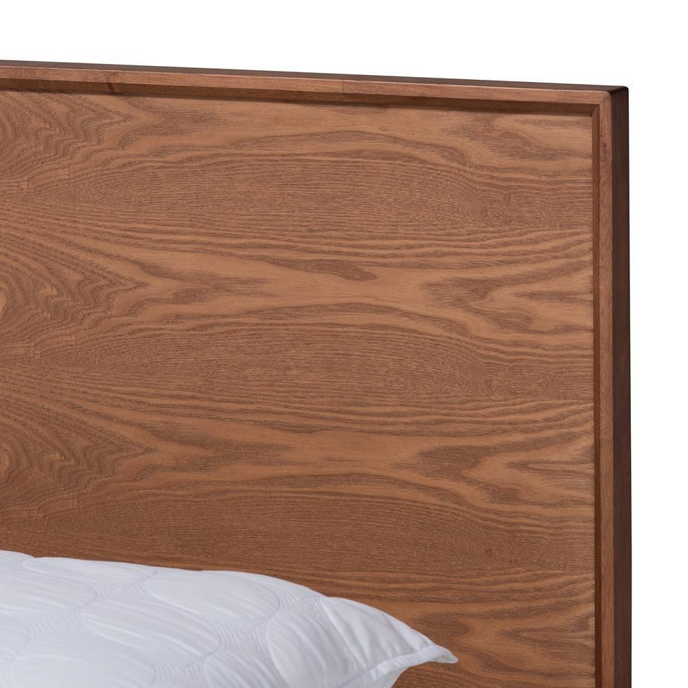 Karine Mid-Century Modern Walnut Brown Finished Wood Full Size Platform Bed FredCo