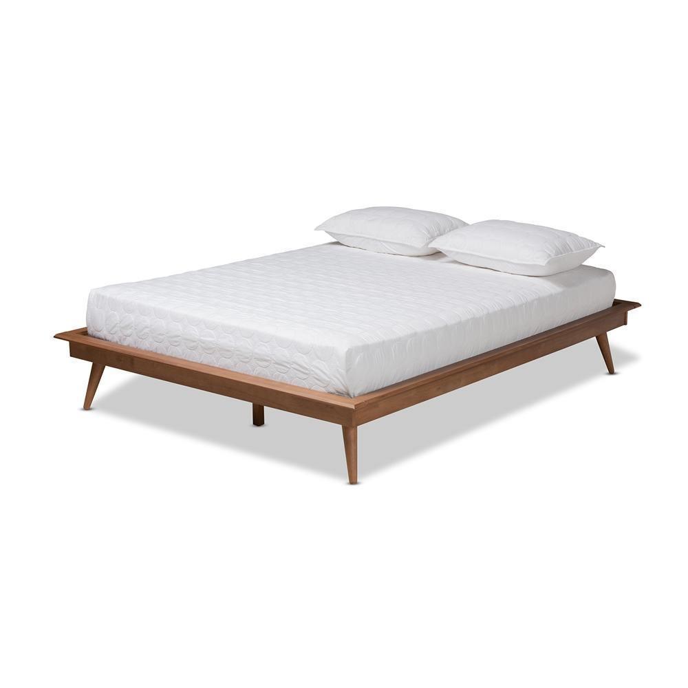 Karine Mid-Century Modern Walnut Brown Finished Wood King Size Platform Bed Frame FredCo