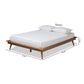 Karine Mid-Century Modern Walnut Brown Finished Wood King Size Platform Bed Frame FredCo