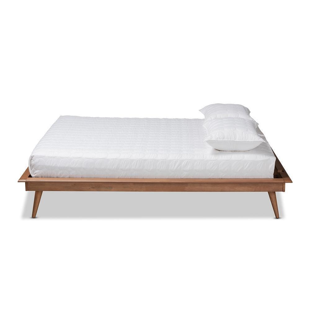 Karine Mid-Century Modern Walnut Brown Finished Wood Queen Size Platform Bed Frame FredCo