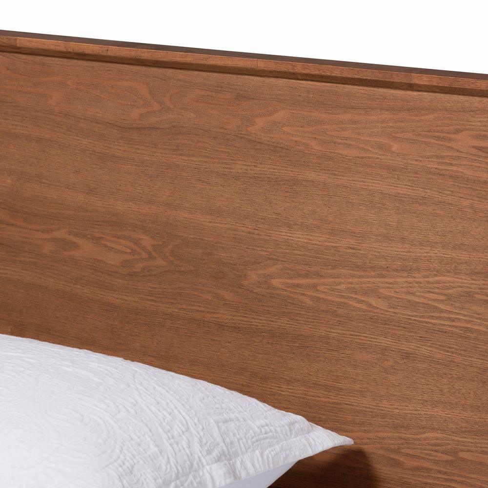 Karine Mid-Century Modern Walnut Brown Finished Wood Twin Size Platform Bed FredCo