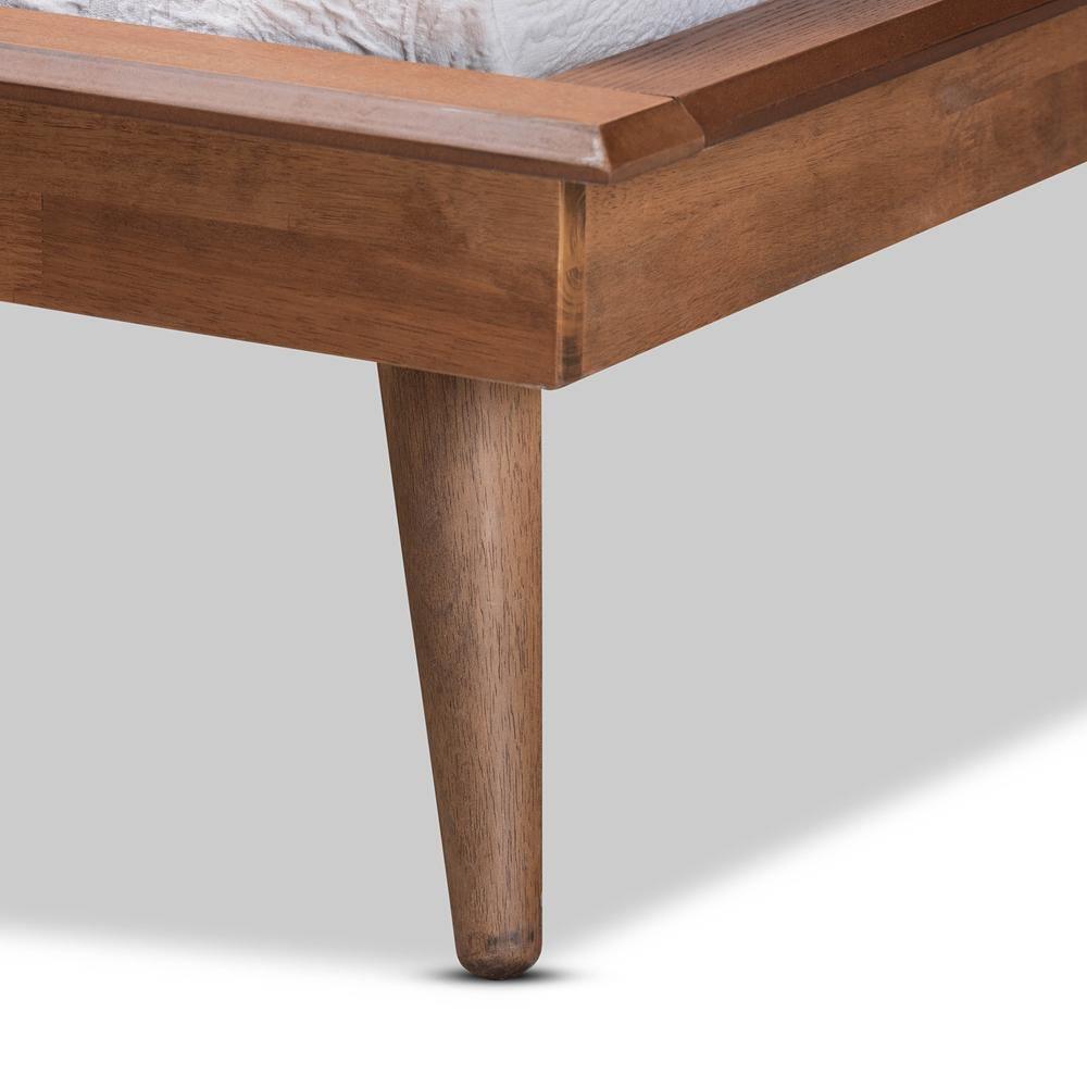 Karine Mid-Century Modern Walnut Brown Finished Wood Twin Size Platform Bed Frame FredCo