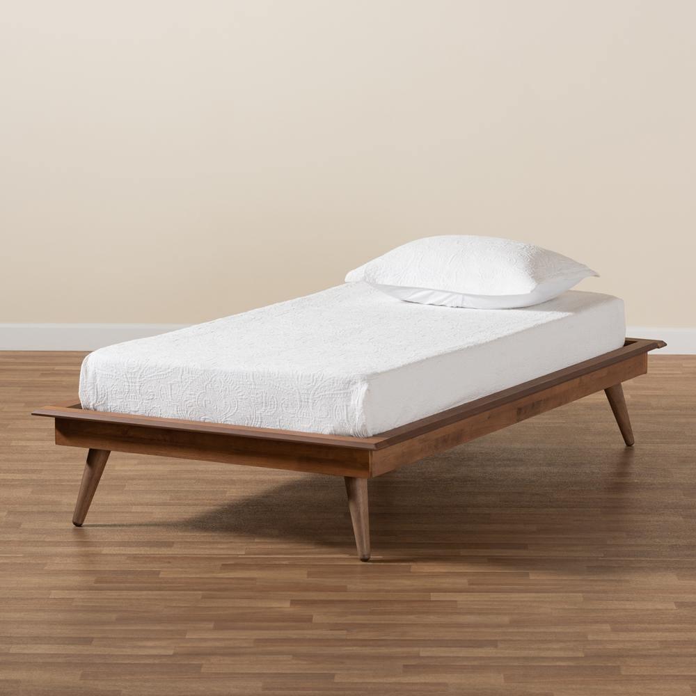 Karine Mid-Century Modern Walnut Brown Finished Wood Twin Size Platform Bed Frame FredCo