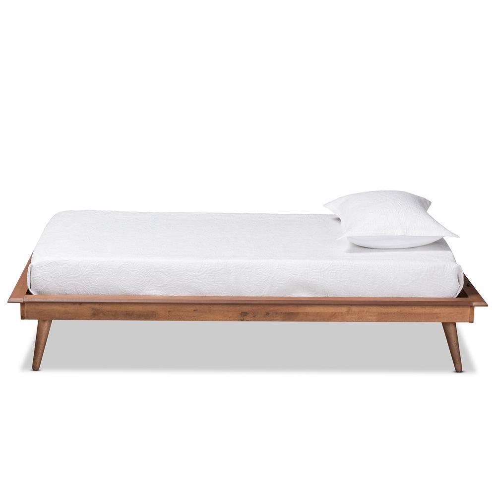 Karine Mid-Century Modern Walnut Brown Finished Wood Twin Size Platform Bed Frame FredCo