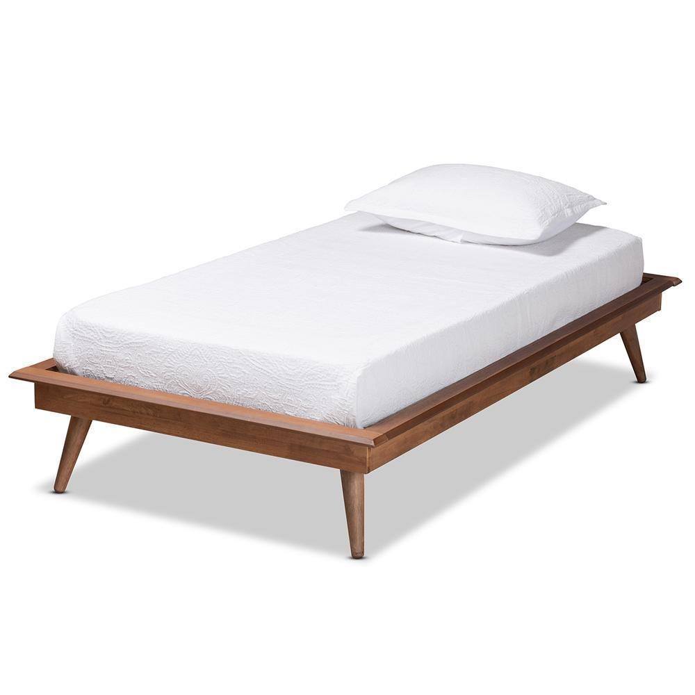 Karine Mid-Century Modern Walnut Brown Finished Wood Twin Size Platform Bed Frame FredCo
