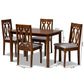 Kasia Modern and Contemporary Grey Fabric Upholstered and Walnut Brown Finished Wood 5-Piece Dining Set FredCo