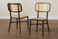 Katina Mid-Century Modern Dark Brown Finished Metal and Synthetic Rattan 2-Piece Outdoor Dining Chair Set FredCo