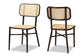 Katina Mid-Century Modern Dark Brown Finished Metal and Synthetic Rattan 2-Piece Outdoor Dining Chair Set FredCo