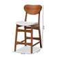 Katya Mid-Century Modern Grey Fabric Upholstered and Walnut Brown Finished Wood 2-Piece Counter Stool Set FredCo