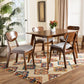 Katya Mid-Century Modern Grey Fabric Upholstered and Walnut Brown Finished Wood 5-Piece Dining Set FredCo