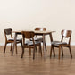 Katya Mid-Century Modern Grey Fabric Upholstered and Walnut Brown Finished Wood 5-Piece Dining Set FredCo