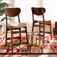 Katya Mid-Century Modern Sand Fabric Upholstered and Walnut Brown Finished Wood 2-Piece Counter Stool Set FredCo