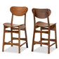 Katya Mid-Century Modern Walnut Brown Finished Wood 2-Piece Counter Stool Set FredCo