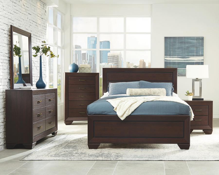 Kauffman Bedroom Set with High Straight Headboard Coaster Queen 4 Piece FredCo