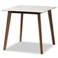 Kaylee Mid-Century Modern Transitional Walnut Brown Finished Wood Dining Table with Faux Marble Tabletop FredCo