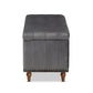 Kaylee Modern and Contemporary Grey Velvet Fabric Upholstered Button-Tufted Storage Ottoman Bench FredCo