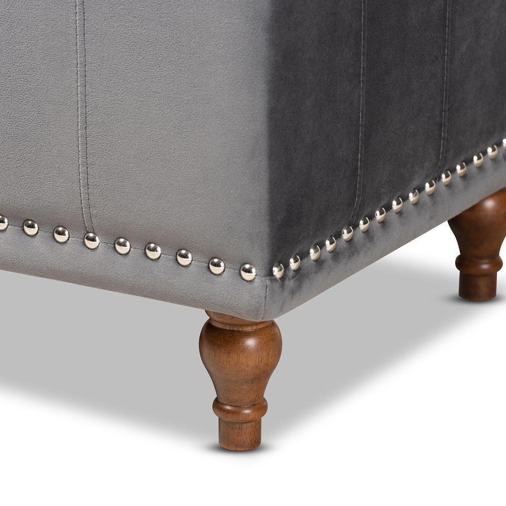 Kaylee Modern and Contemporary Grey Velvet Fabric Upholstered Button-Tufted Storage Ottoman Bench FredCo