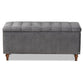 Kaylee Modern and Contemporary Grey Velvet Fabric Upholstered Button-Tufted Storage Ottoman Bench FredCo