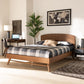Keagan Mid-Century Modern Transitional Walnut Brown Finished Wood Queen Size Platform Bed FredCo