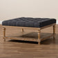 Kelly Modern and Rustic Charcoal Linen Fabric Upholstered and Greywashed Wood Cocktail Ottoman FredCo