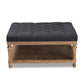 Kelly Modern and Rustic Charcoal Linen Fabric Upholstered and Greywashed Wood Cocktail Ottoman FredCo