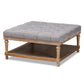 Kelly Modern and Rustic Grey Linen Fabric Upholstered and Greywashed Wood Cocktail Ottoman FredCo