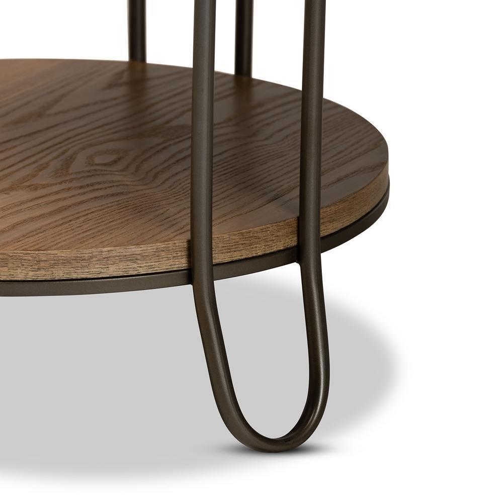 Kellyn Vintage Rustic Industrial Oak Brown Finished Wood and Black Finished Metal 1-Drawer End Table FredCo