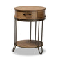 Kellyn Vintage Rustic Industrial Oak Brown Finished Wood and Black Finished Metal 1-Drawer End Table FredCo