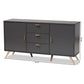 Kelson Modern and Contemporary Dark Grey and Gold Finished Wood 2-Door Sideboard Buffet FredCo