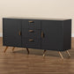 Kelson Modern and Contemporary Dark Grey and Gold Finished Wood 2-Door Sideboard Buffet FredCo