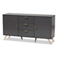 Kelson Modern and Contemporary Dark Grey and Gold Finished Wood 2-Door Sideboard Buffet FredCo