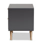 Kelson Modern and Contemporary Dark Grey and Gold Finished Wood 2-Drawer Nightstand FredCo