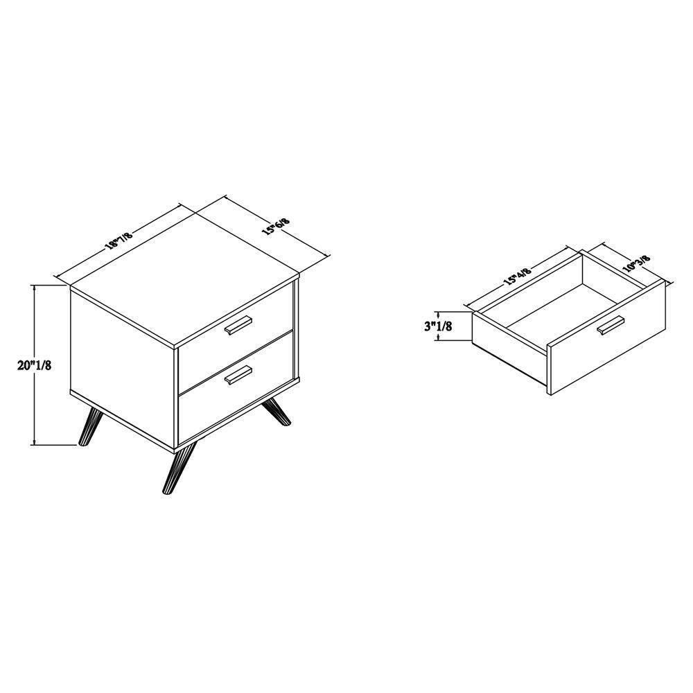 Kelson Modern and Contemporary Dark Grey and Gold Finished Wood 2-Drawer Nightstand FredCo